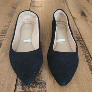 a new day Black Women's Black Pointy Flats Casual Work Basic Size 8